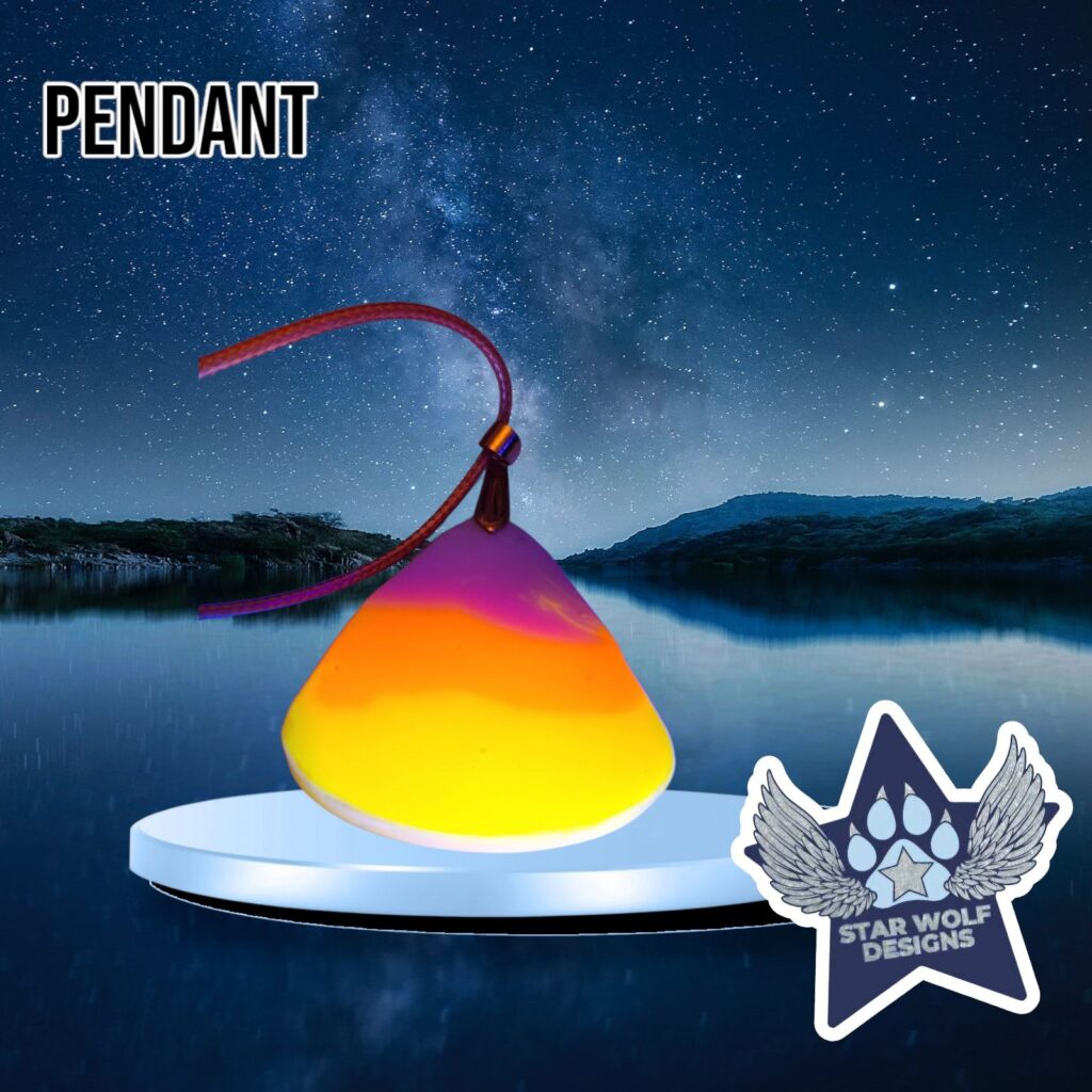 Candy corn pendant on a red cord